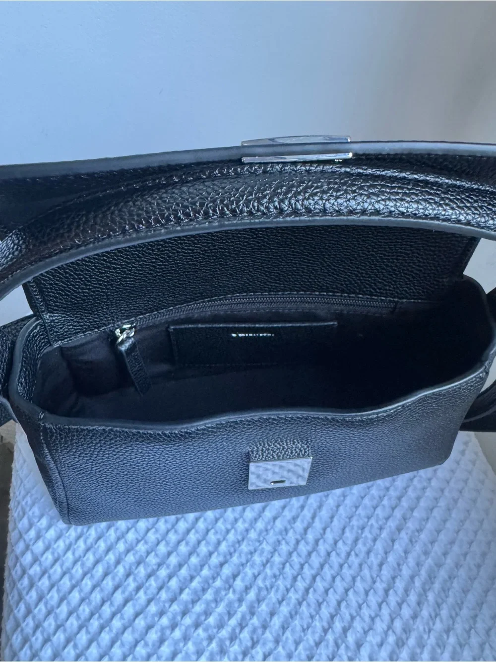 Calvin Klein Black Pebbled Leather Shoulder Bag